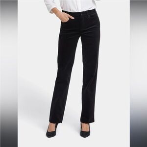 NYDJ The Marilyn Straight-Leg Velvet Jeans Size 12 in Black Inseam 32”